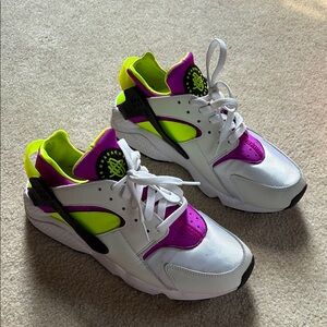 Nike Air Huarache White/Neon/Purple Sneakers